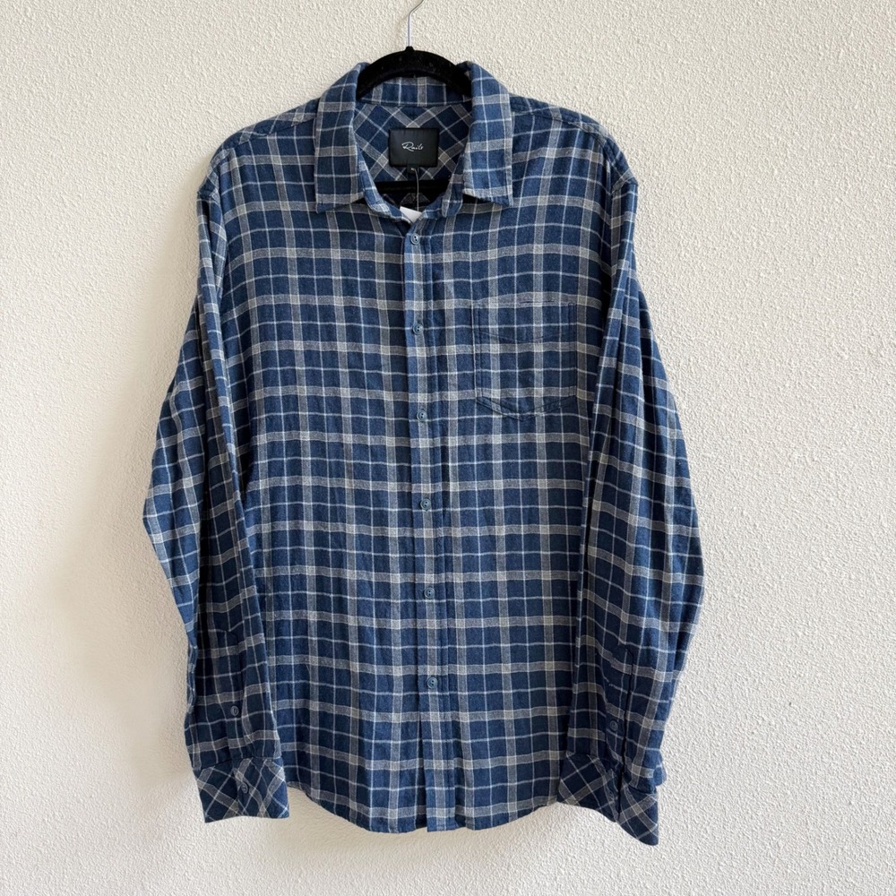 Rails Button Down Shirt Mens XL Blue NWT Plaid Long Sleeve Cotton Rayon
